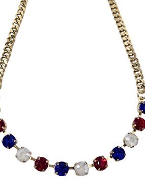 Sienna Gold-Tone Necklace with Red, Blue and White Gem Accents Necklace